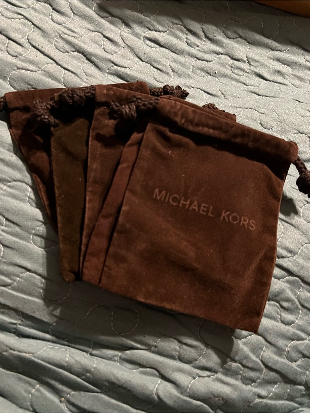 4 Michael Kors Brown Velvet Drawstring Pouches